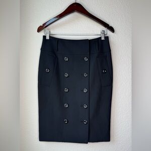 Burberry London‎ Black Pencil Skirt Size 6 Double Breasted Structured Fit Luxe
